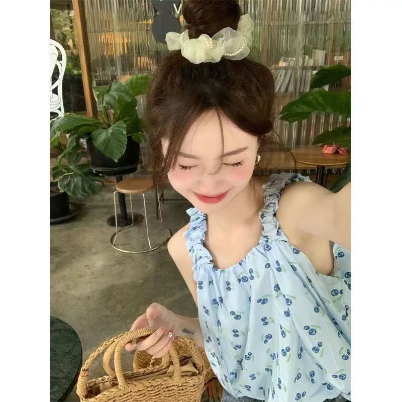 Jiashucheng Áo Sơ Mi Không Tay In Họa Tiết Tươi Mới Phong Cách Hàn Quốc Cho Nữ