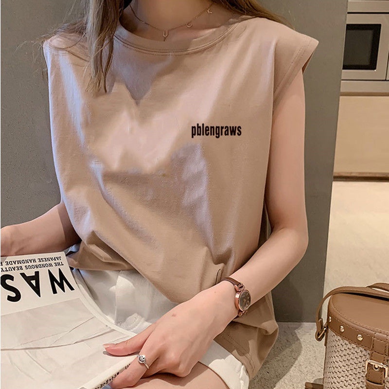 Jiashucheng Áo Thun Thể Thao Sát Nách Dáng Rộng Cỡ Lớn Phong Cách Hong Kong Thời Trang Cho Nữ