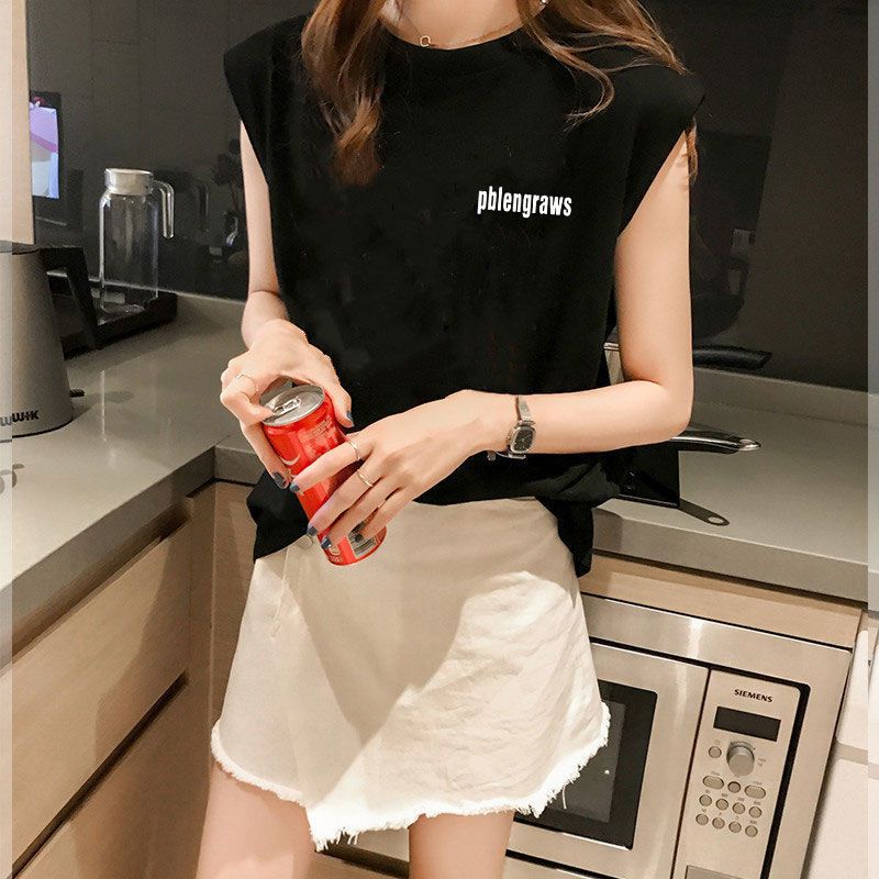 Jiashucheng Áo Thun Thể Thao Sát Nách Dáng Rộng Cỡ Lớn Phong Cách Hong Kong Thời Trang Cho Nữ