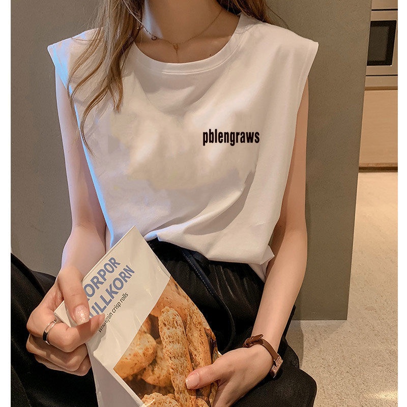 Jiashucheng Áo Thun Thể Thao Sát Nách Dáng Rộng Cỡ Lớn Phong Cách Hong Kong Thời Trang Cho Nữ