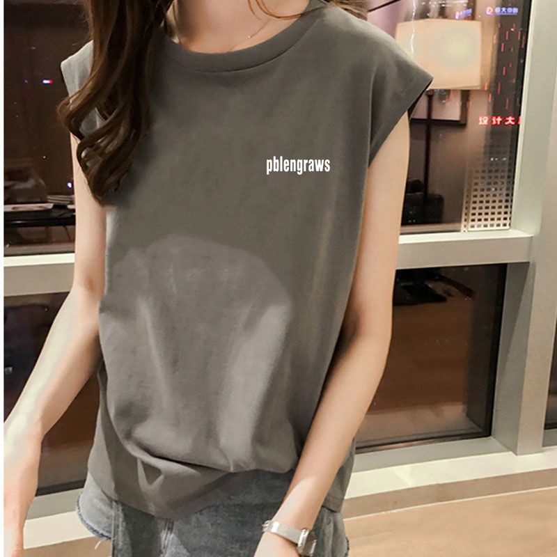 Jiashucheng Áo Thun Thể Thao Sát Nách Dáng Rộng Cỡ Lớn Phong Cách Hong Kong Thời Trang Cho Nữ