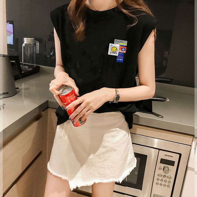 Jiashucheng Áo Thun Thể Thao Sát Nách Dáng Rộng Cỡ Lớn Phong Cách Hong Kong Thời Trang Cho Nữ