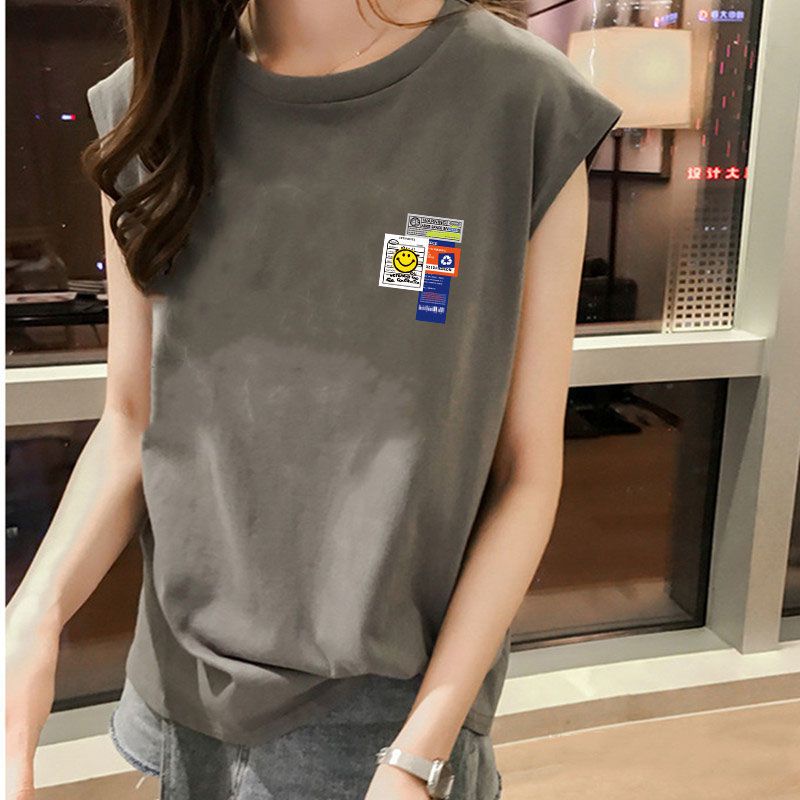 Jiashucheng Áo Thun Thể Thao Sát Nách Dáng Rộng Cỡ Lớn Phong Cách Hong Kong Thời Trang Cho Nữ