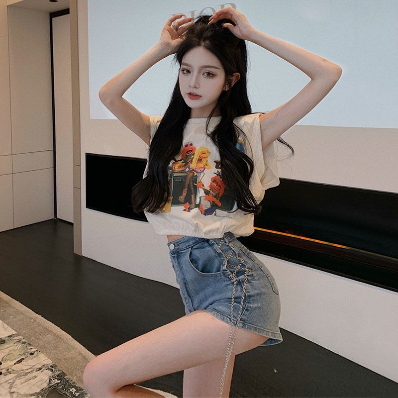 Jiashucheng Áo Thun Không Tay Dáng Rộng In Họa Tiết Thời Trang Mùa Hè 2022 Mới