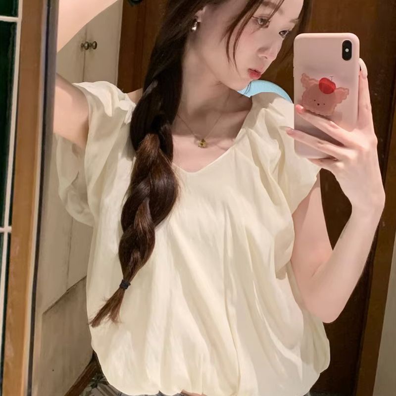 Jiashucheng Áo Sơ Mi Sát Nách Cổ Chữ V Dáng Rộng Nhỏ Thiết Kế Pháp Thời Trang Mùa Hè Cho Nữ