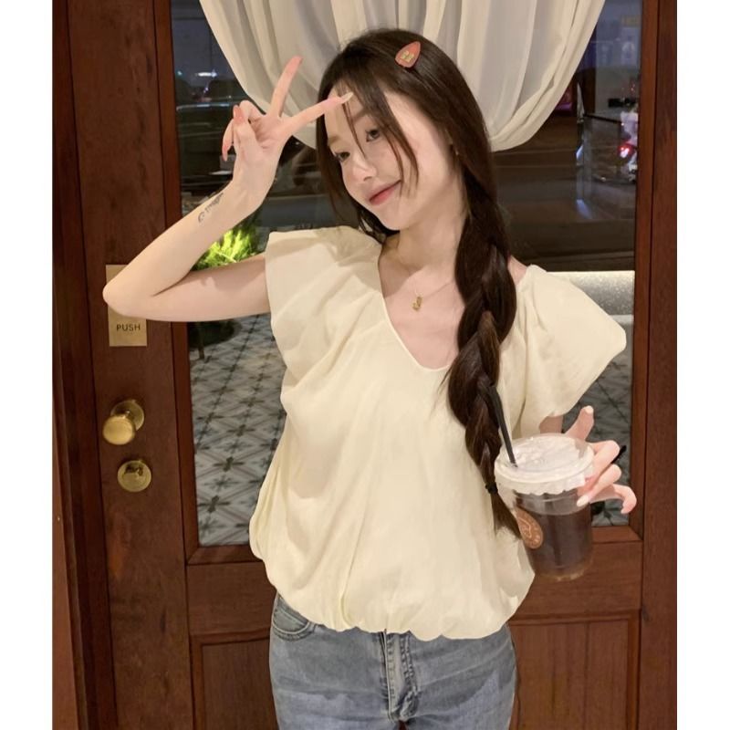 Jiashucheng Áo Sơ Mi Sát Nách Cổ Chữ V Dáng Rộng Nhỏ Thiết Kế Pháp Thời Trang Mùa Hè Cho Nữ