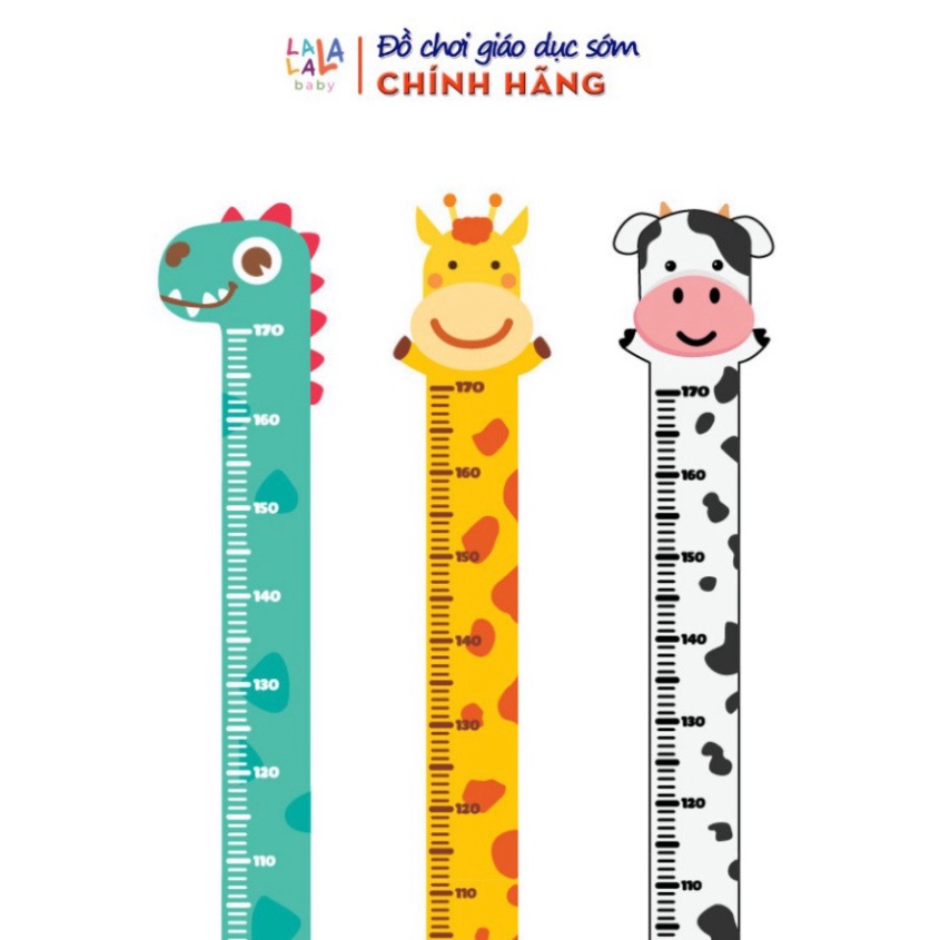 Thước Đo Chiều Cao Decal Dán Tường 3D cho bé Lalala baby hình con vật ngộ nghĩnh đáng yêu XanhHouse