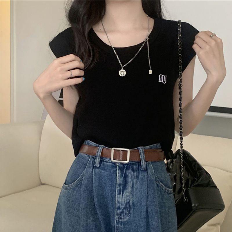 Jiashucheng Áo Thun Lụa Lạnh Mỏng Sát Nách Màu Trắng Thời Trang Mùa Hè Cho Nữ