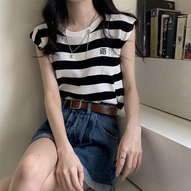 Jiashucheng Áo Thun Lụa Lạnh Mỏng Sát Nách Màu Trắng Thời Trang Mùa Hè Cho Nữ