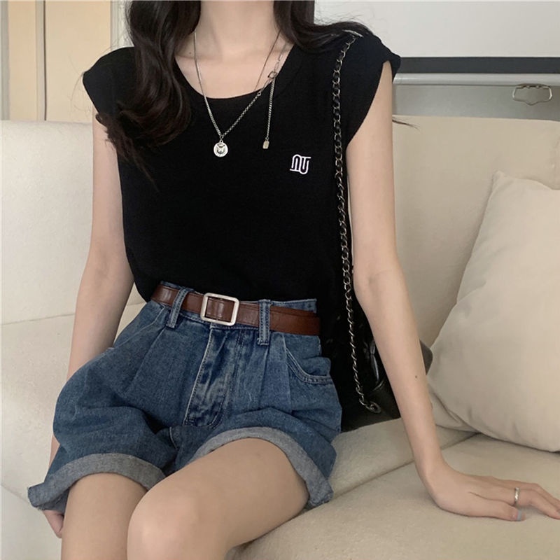 Jiashucheng Áo Thun Lụa Lạnh Mỏng Sát Nách Màu Trắng Thời Trang Mùa Hè Cho Nữ