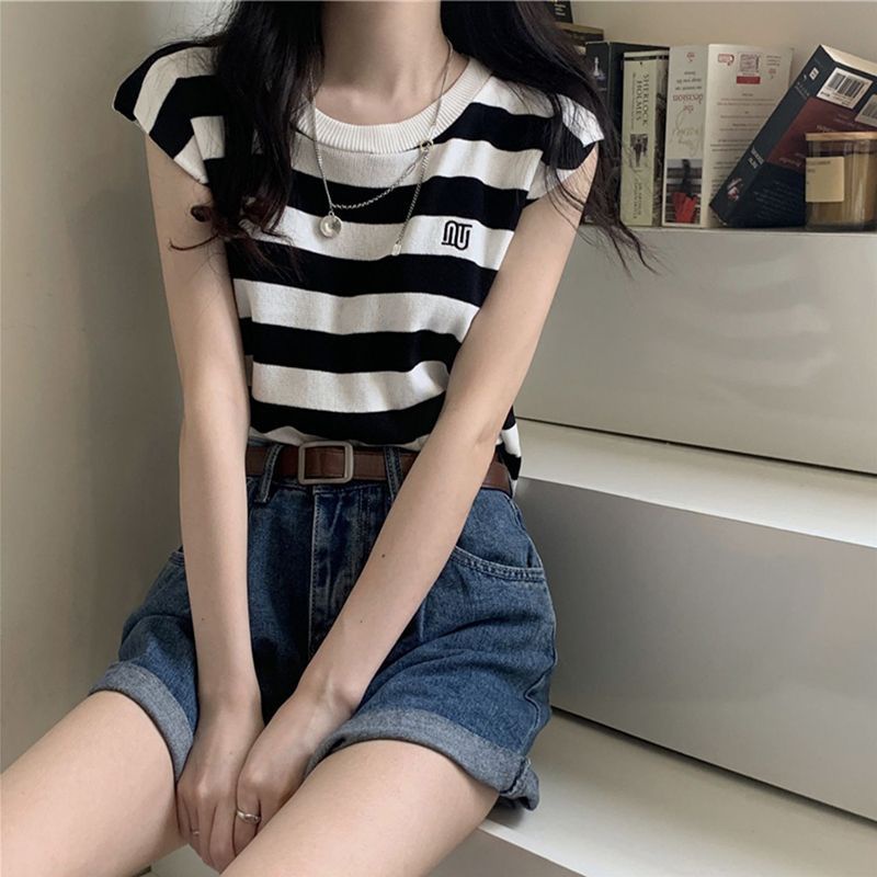 Jiashucheng Áo Thun Lụa Lạnh Mỏng Sát Nách Màu Trắng Thời Trang Mùa Hè Cho Nữ