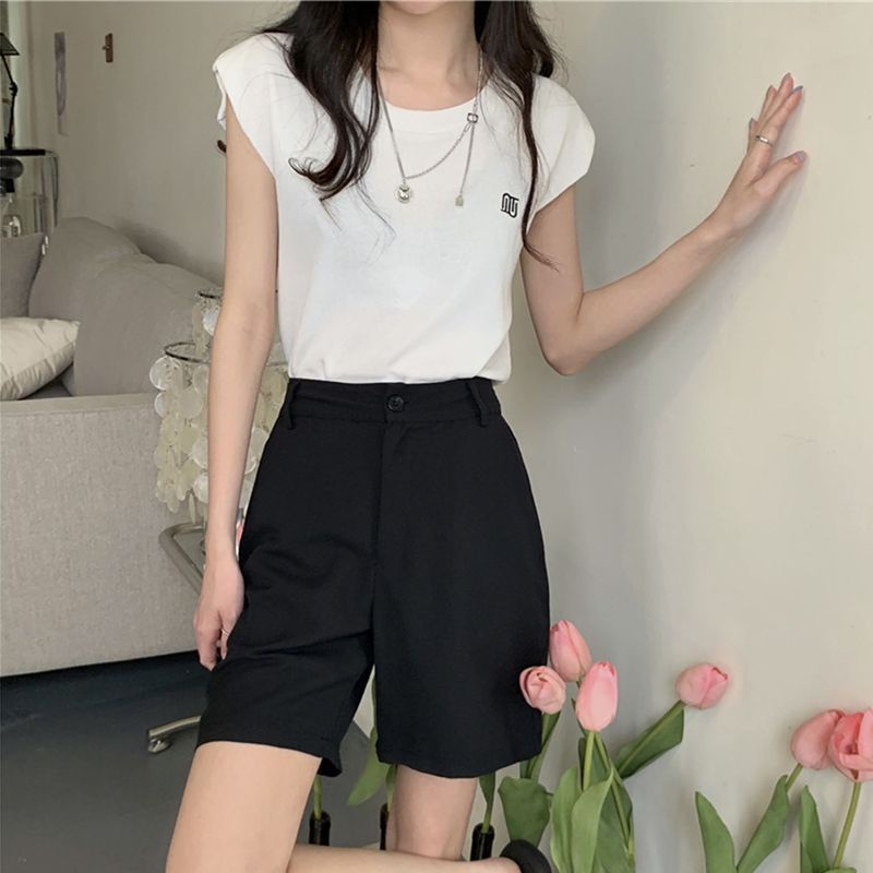 Jiashucheng Áo Thun Lụa Lạnh Mỏng Sát Nách Màu Trắng Thời Trang Mùa Hè Cho Nữ