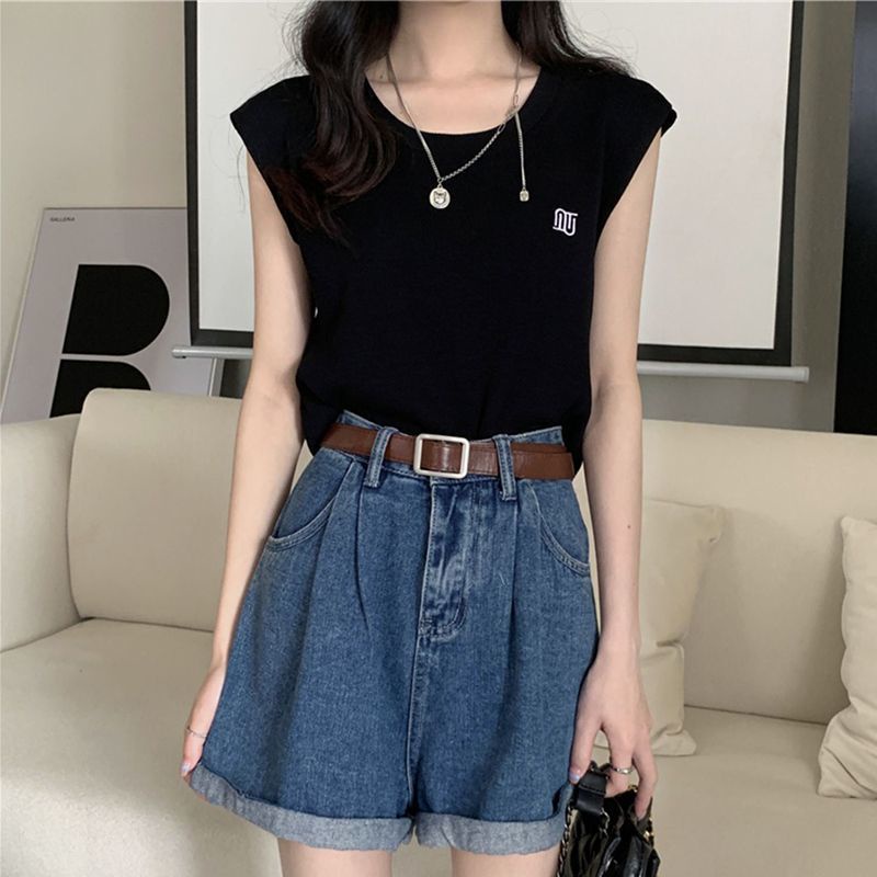 Jiashucheng Áo Thun Lụa Lạnh Mỏng Sát Nách Màu Trắng Thời Trang Mùa Hè Cho Nữ