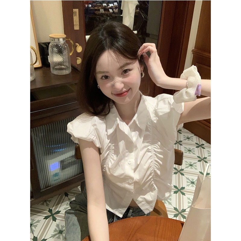 Jiashucheng Áo Sơ Mi Không Tay Xếp Ly Thời Trang Hàn Quốc Thiết Kế Ngọt Ngào Dễ Phối Đồ Phong Cách Mới 2023