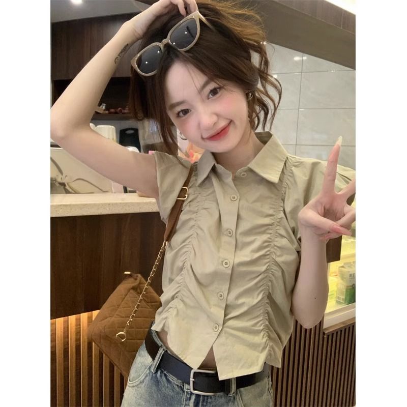 Jiashucheng Áo Sơ Mi Không Tay Xếp Ly Thời Trang Hàn Quốc Thiết Kế Ngọt Ngào Dễ Phối Đồ Phong Cách Mới 2023