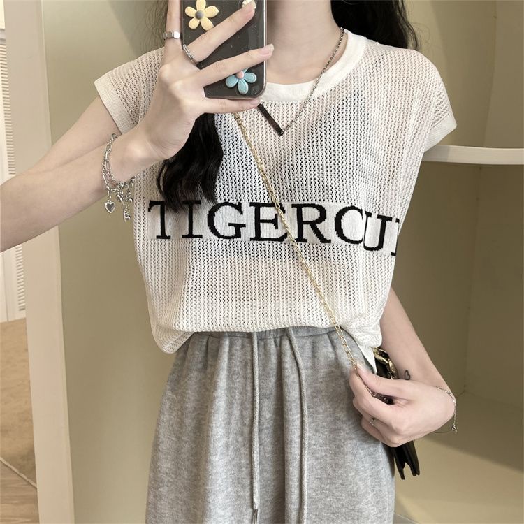 Jiashucheng Áo Thun Dệt Kim Sát Nách Cổ Tròn Dáng Rộng Thời Trang Mùa Hè 2023 Cho Nữ