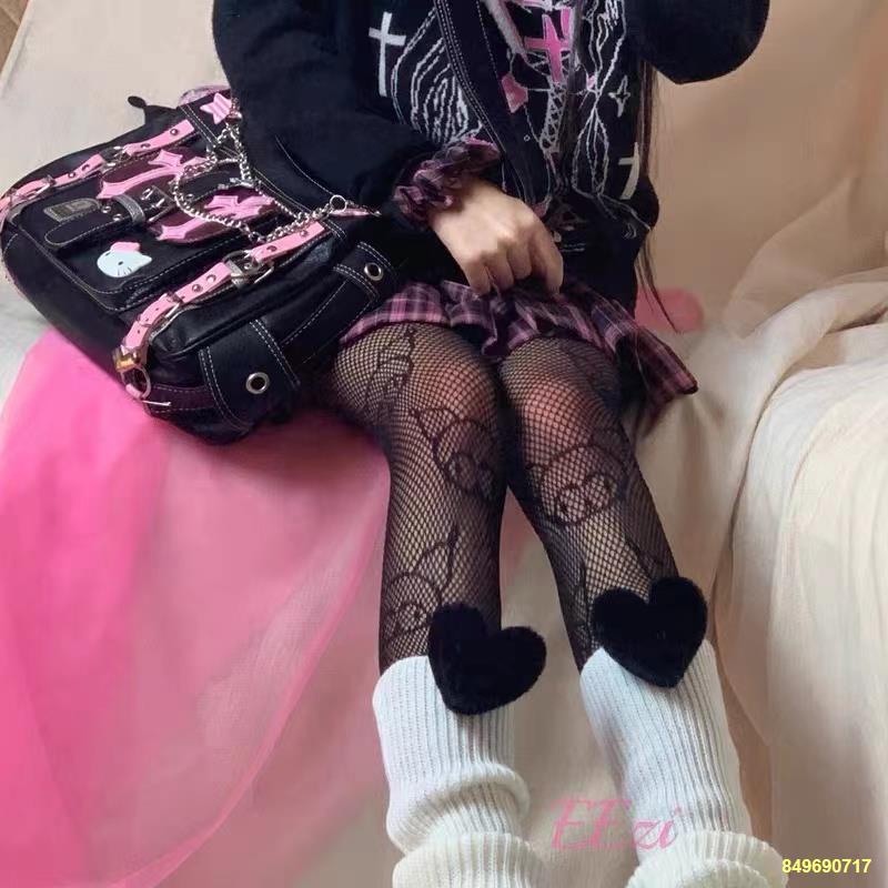 Tiểu văn hóa nhóm thiên niên kỷ hot girl túi xách mèo kitty bột màu đen tương phản túi Messenger