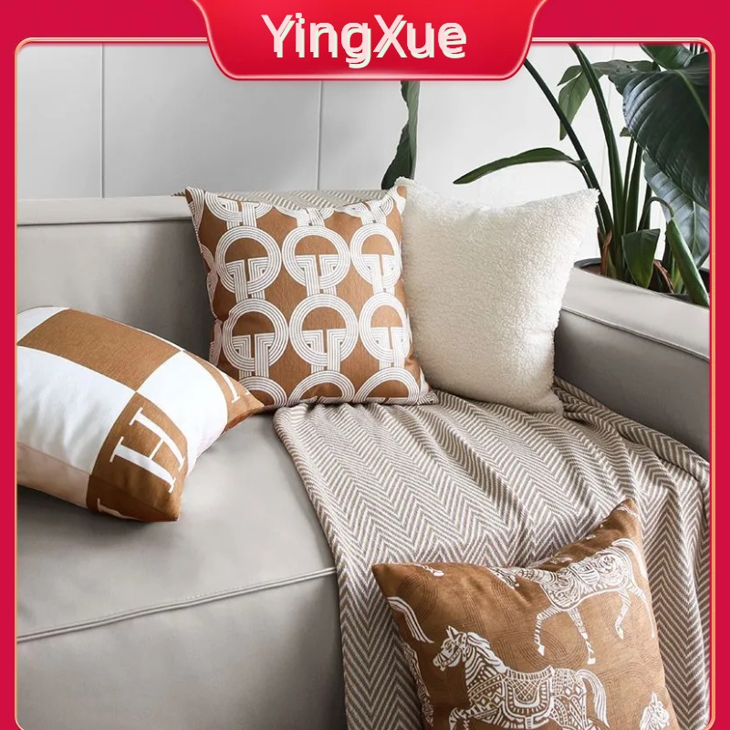 【Hàng giao ngay】 Gối Sofa Gió Màu Kem Phong Cách Pháp Ins Phòng Khách Đệm Màu Gỗ Bắc Âu Vỏ Gối Màu Sáng Hiện Đại Sang Trọng