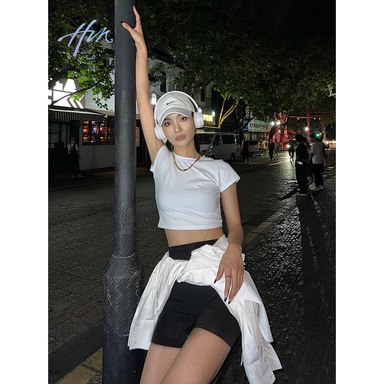 Áo Thun Ngắn Cổ Tròn Dáng Ôm Phong Cách Mỹ Thời Trang Cho Nữ