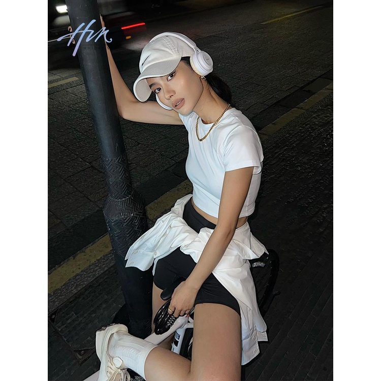 Áo Thun Ngắn Cổ Tròn Dáng Ôm Phong Cách Mỹ Thời Trang Cho Nữ