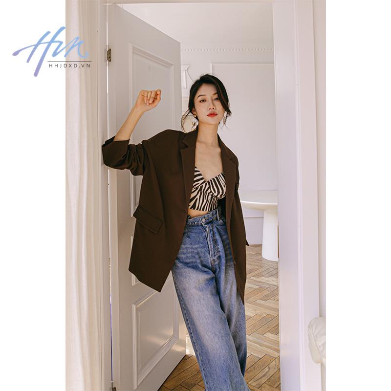 Quần Jean Dài Lưng Cao Ống Rộng Thời Trang Cá Tính Trẻ Trung