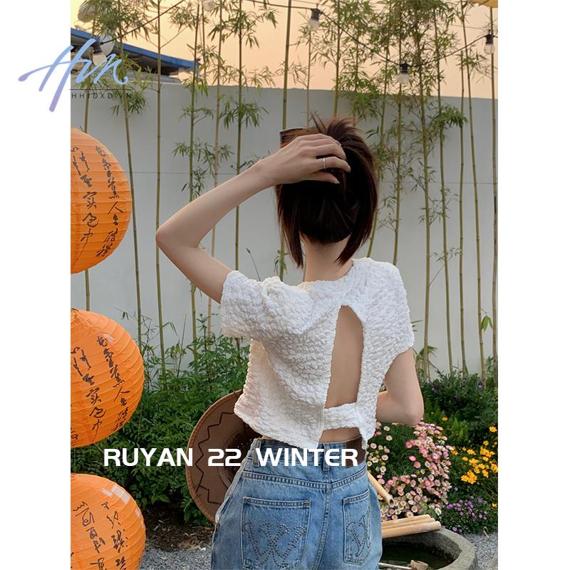 Áo Thun Tay Ngắn Dáng Ôm Hở Lưng Thời Trang Mùa Hè 2023 Dành Cho Nữ