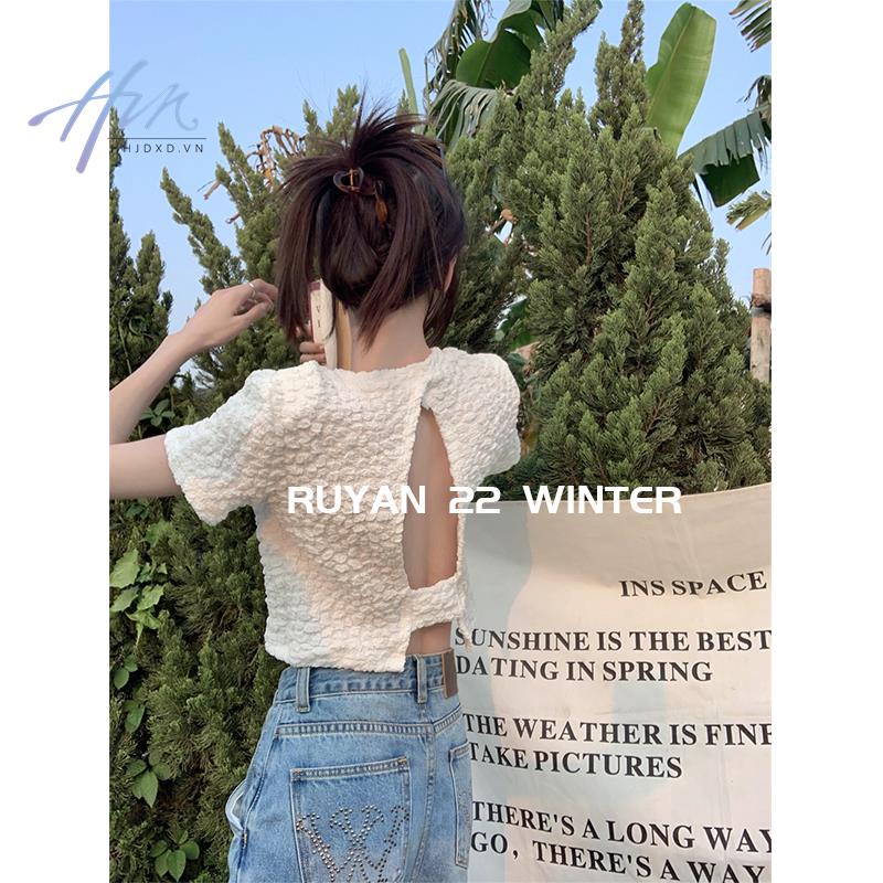 Áo Thun Tay Ngắn Dáng Ôm Hở Lưng Thời Trang Mùa Hè 2023 Dành Cho Nữ