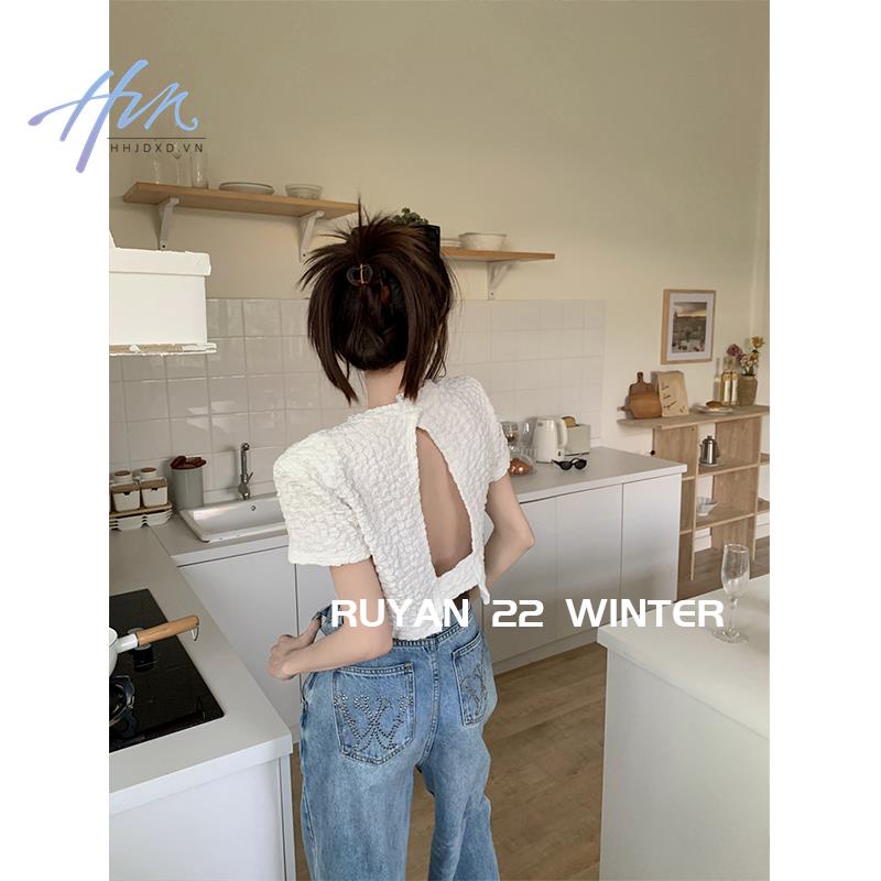 Áo Thun Tay Ngắn Dáng Ôm Hở Lưng Thời Trang Mùa Hè 2023 Dành Cho Nữ