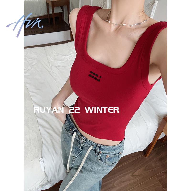 Áo Hai Dây Dáng Ôm In Chữ Phong Cách Cổ Điển Thời Trang Mùa Hè 2023 Mới Dành Cho Bạn Nữ