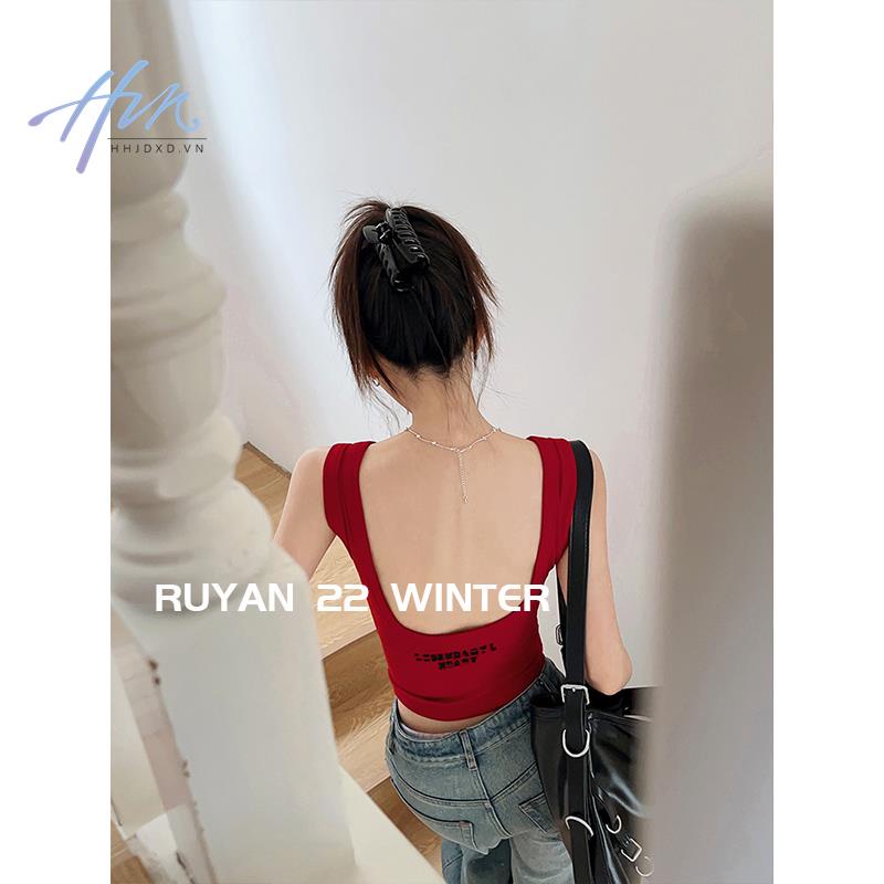 Áo Hai Dây Dáng Ôm In Chữ Phong Cách Cổ Điển Thời Trang Mùa Hè 2023 Mới Dành Cho Bạn Nữ