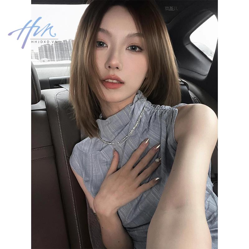 Áo Sát Nách Dáng Ôm Xếp Ly Thời Trang Mùa Hè Pháp Cổ Điển Cho Nữ