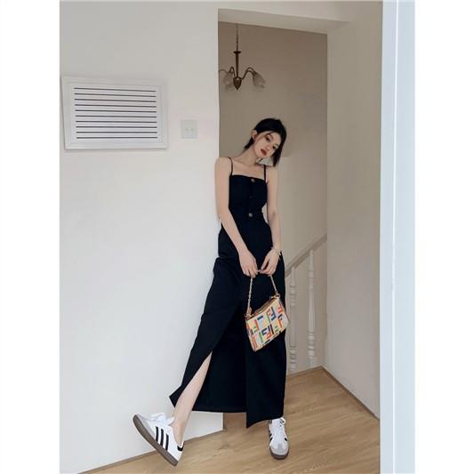 Đầm Hai Dây Mùa Hè 2023 Dáng Dài Eo Vừa Phong Cách Pháp Cho Nữ