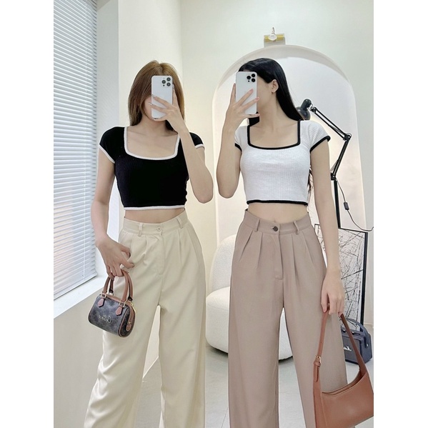 Basic Croptop [𝑯𝑶𝑻 𝑰𝑻𝑬𝑴] 🌟 ÁO CỔ VUÔNG VIỀN