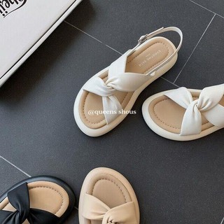Giày sandal đế dày thắt nút chéo thời trang đi biển mùa hè cho nữ
