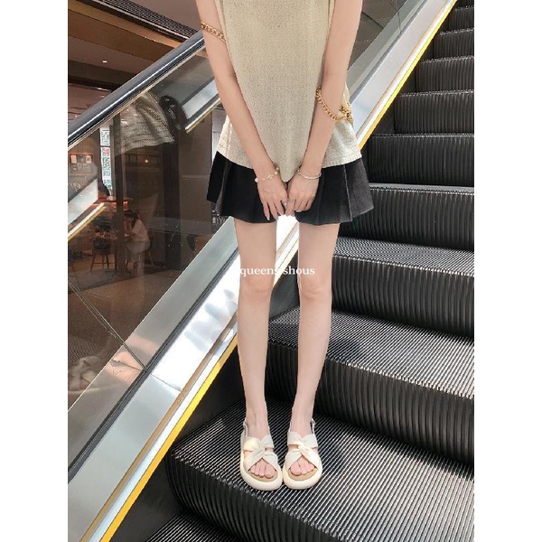 Giày Sandal Đế Dày Thắt Nút Chéo Thời Trang Đi Biển Mùa Hè Cho Nữ