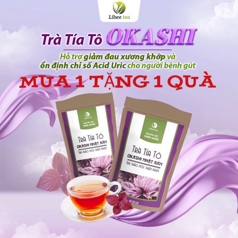 Trà Tía Tô OKASHI Nhật Bản ( Hỗ trợ bệnh Gút, Giảm chỉ số acid uric, Giảm đau xương khớp) - Bịch 60 túi lọc