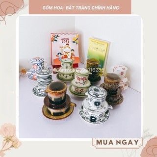 Bộ phin vẽ tay gốm sứ bát tràng- phin men hoả biến - cà phê pha phin