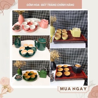 Bộ ấm chén sứ uống trà, ấm chén gốm sứ bát tràng, bộ trà men hoả biến sắc màu, tách trà thưởng trà giá rẻ- quà tặng