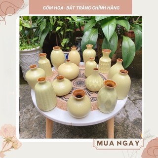 Lọ mini gốm sứ vàng cát - gốm sứ bát tràng- decor trang trí nhà quà tặng- bình hoa 1 bông