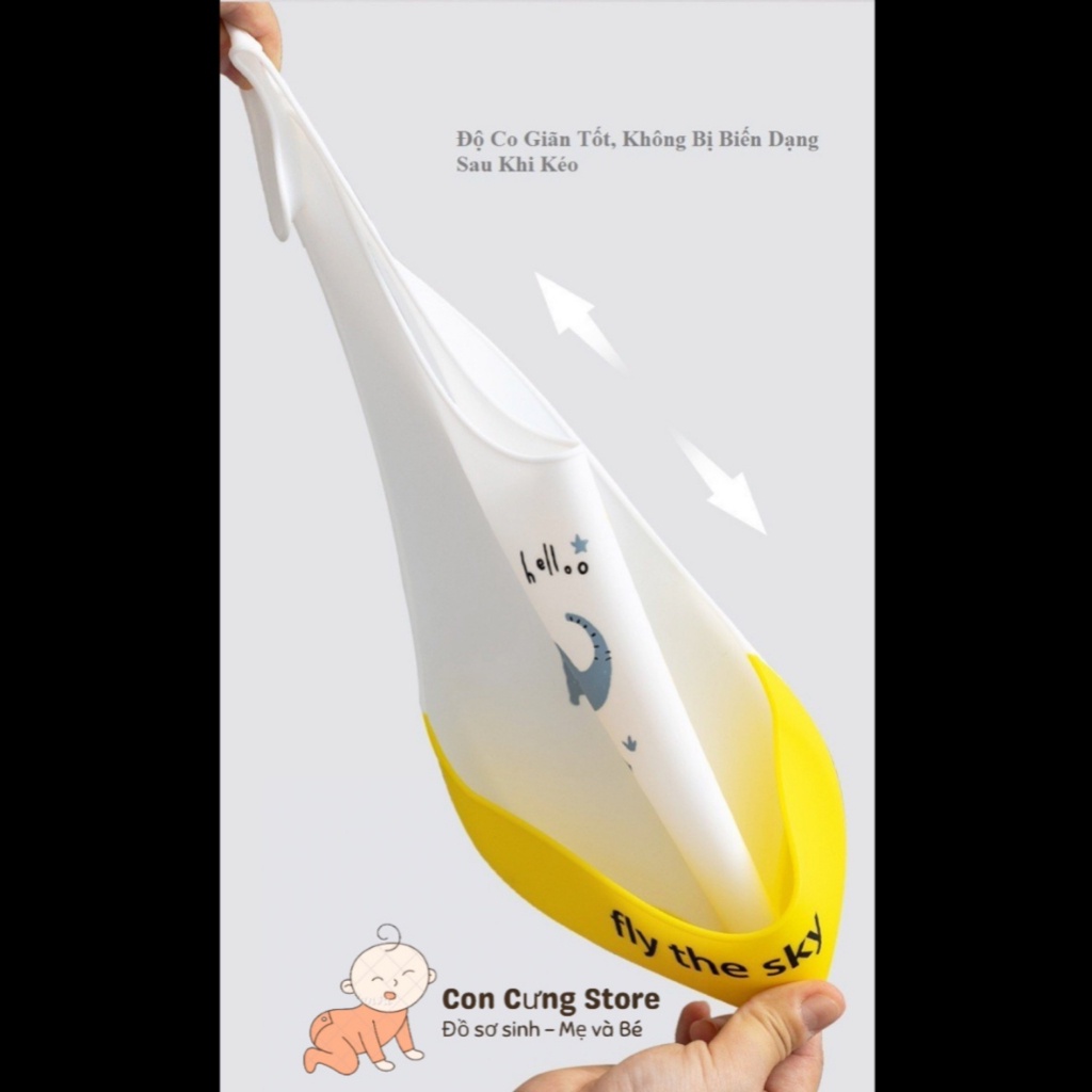 Yếm ăn dặm silicon có máng mềm mại, không bám bẩn