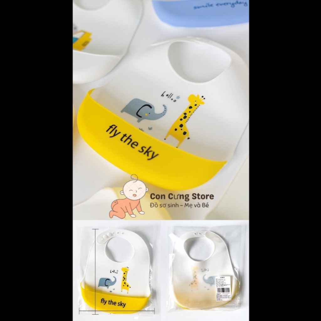 Yếm ăn dặm silicon có máng mềm mại, không bám bẩn