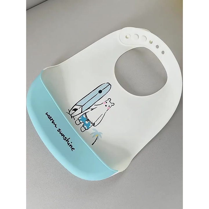 Yếm ăn dặm silicon có máng mềm mại, không bám bẩn