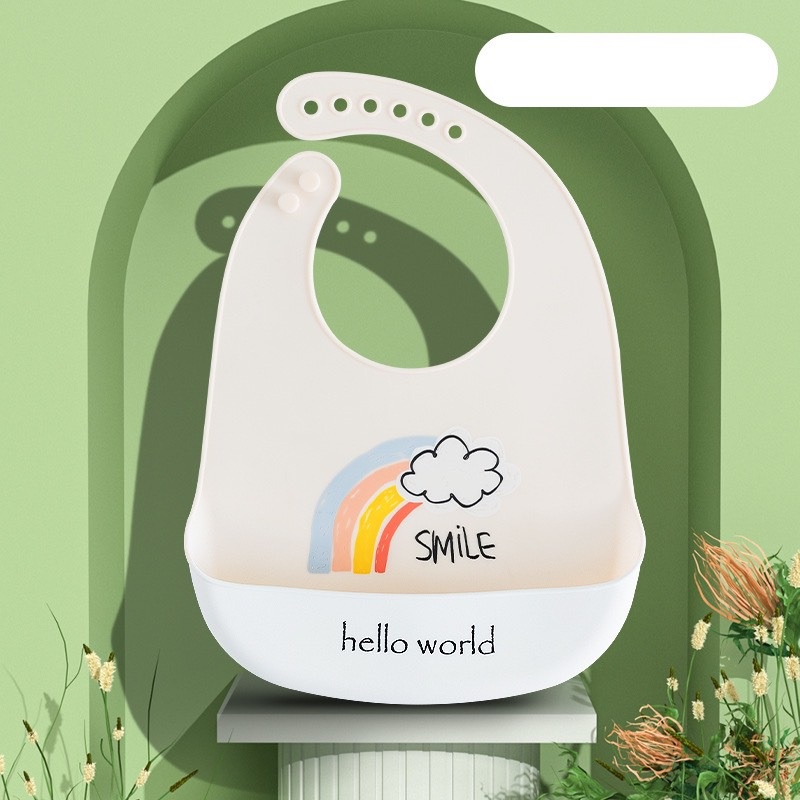 Yếm ăn dặm silicon có máng mềm mại, không bám bẩn