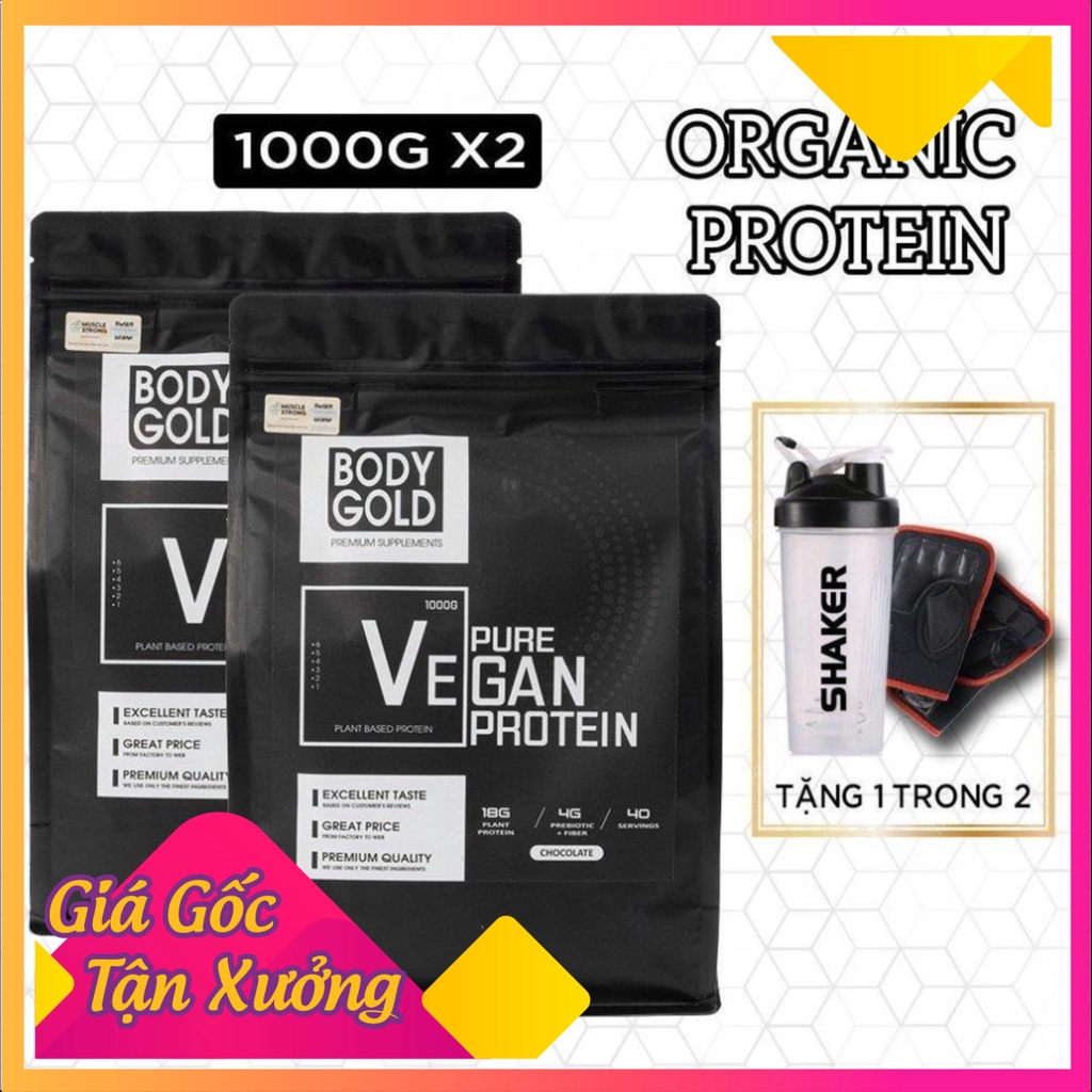 Sữa Tăng Cơ Thực Vật VEGAN PRO BODY GOLD 1Kg - Tặng Bình Lắc