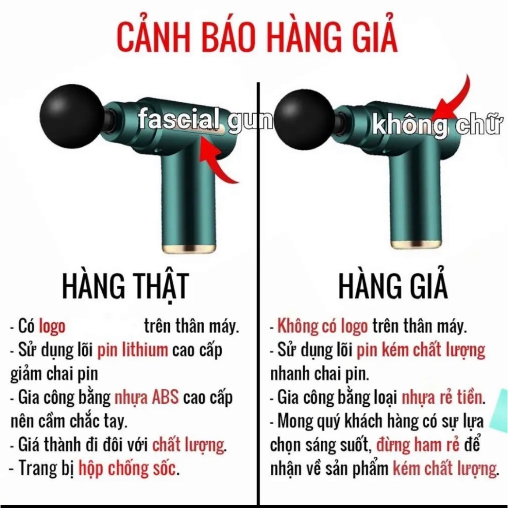 Máy Massage Toàn Thân 4 Đầu 6 Chế Độ - Súng Massage Cầm Tay