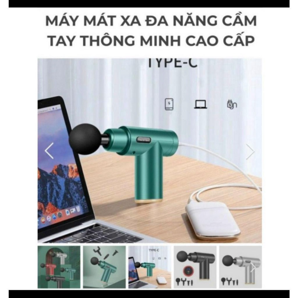 Máy Massage Toàn Thân 4 Đầu 6 Chế Độ - Súng Massage Cầm Tay