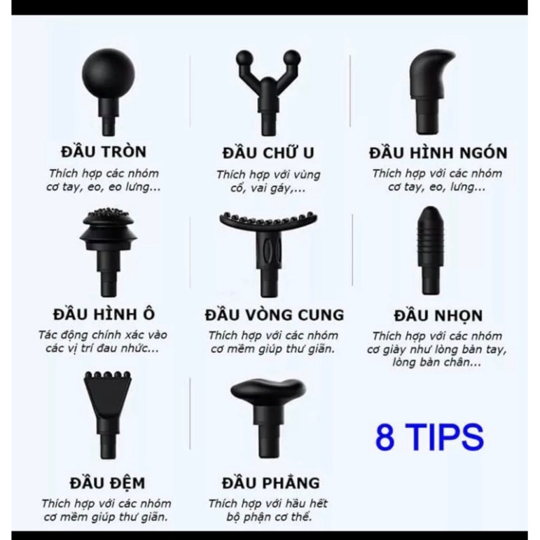 Máy Massage Toàn Thân 4 Đầu 6 Chế Độ - Súng Massage Cầm Tay