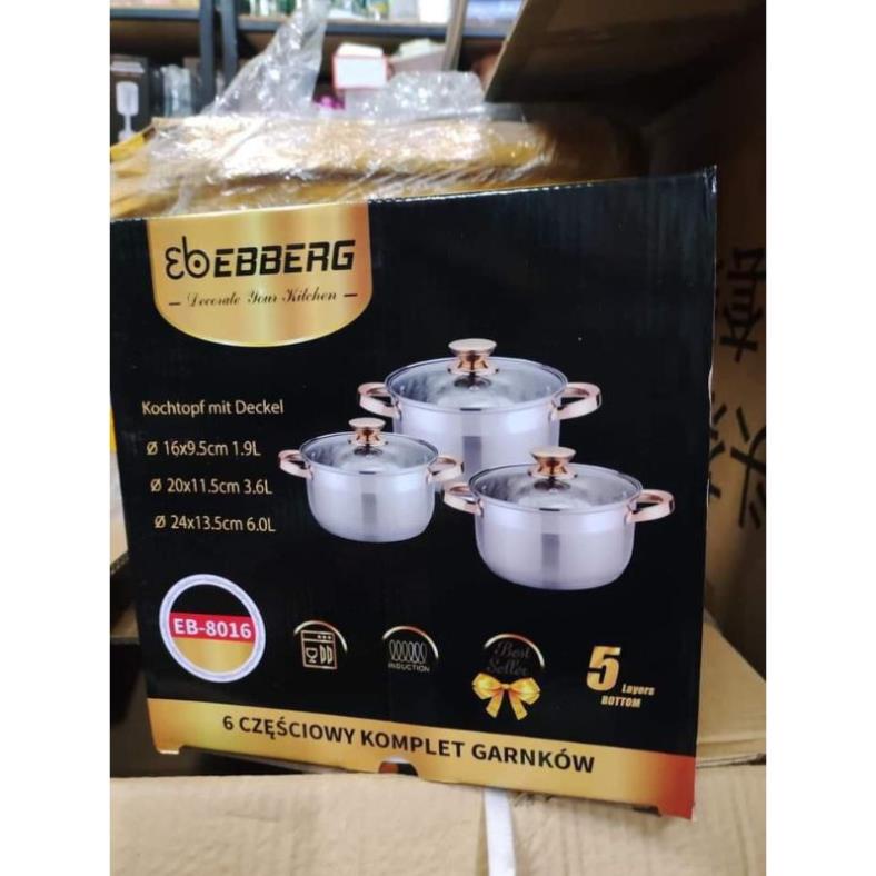 Bộ nồi Đức ENGELBERG 3 món ,inox 430 Cao Cấp, Dùng Được Các Loại Bếp,Dẫn Nhiệt Tốt,Tiết Kiệm Thời Gian Đun Nấu,Giá Rẻ