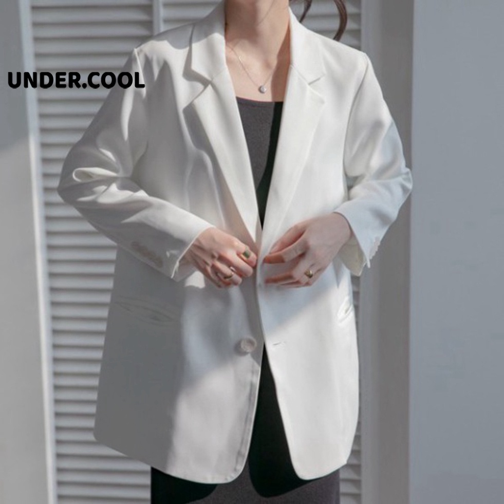 Áo Blazer Vest Nữ 1 lớp UNDERCOOL Dáng Suông Rộng Vải Trượt Kiểu Hàn Quốc - áo khoác mùa thu phong cách công sở (sale hờ