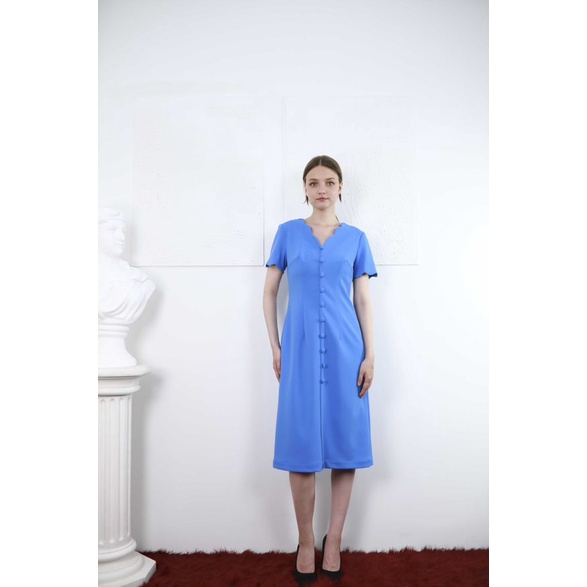 Đầm công sở thiết kế cổ tim cách điệu lượn sóng dáng chuẩn chất liệu cát hàn dày dặn mã ĐK 3453